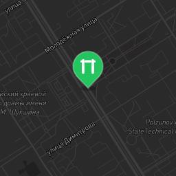 Map showing where Barnaul - Calisthenics Gym - НТЦ ГАЛЭКС (Galex) is