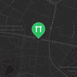 Map showing where Rivne - Street Workout Park - Укрпошта 33024 is