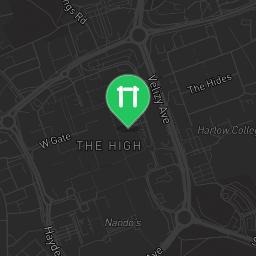 Map showing where Harlow outdoor gym is