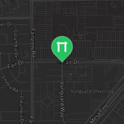 Map showing where Costa Mesa - Outdoor Exercise Park - Tanager Park is