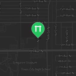 Map showing where Texas City - Outdoor Pull Up Bars - Bay Street Park is