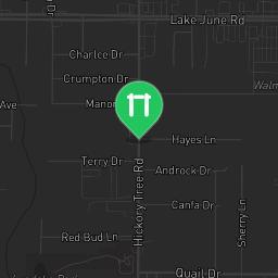 Map showing where Fitness Court Woodland Park - Calisthenics Park Balch Springs, TX is