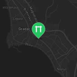 Map showing where Gradac - Calisthenis Park - Lungomare is