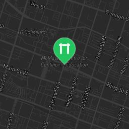 Map showing where Hamilton - Calisthenics Park - McMaster University is